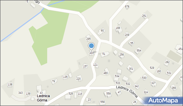 Lednica Górna, Lednica Górna, 410, mapa Lednica Górna