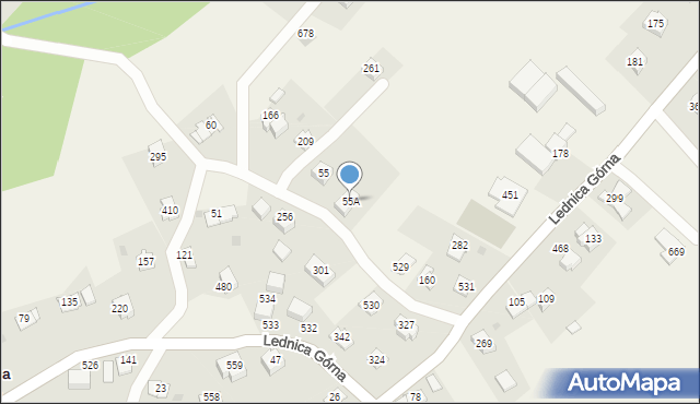 Lednica Górna, Lednica Górna, 55A, mapa Lednica Górna