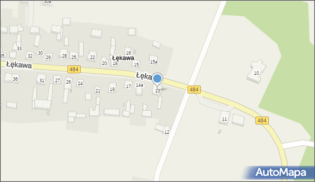 Łękawa, Łękawa, 13, mapa Łękawa