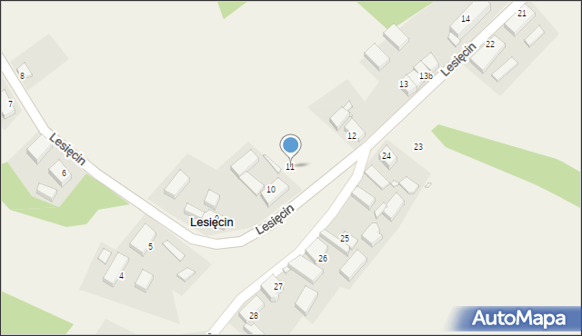 Lesięcin, Lesięcin, 11, mapa Lesięcin