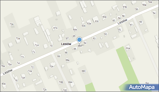 Lesiów, Lesiów, 66A, mapa Lesiów