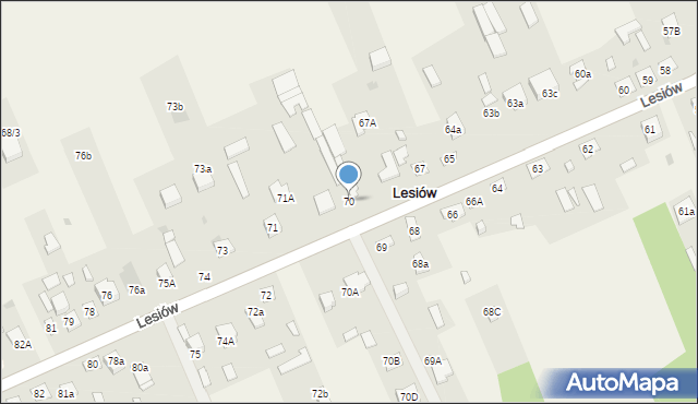 Lesiów, Lesiów, 70, mapa Lesiów