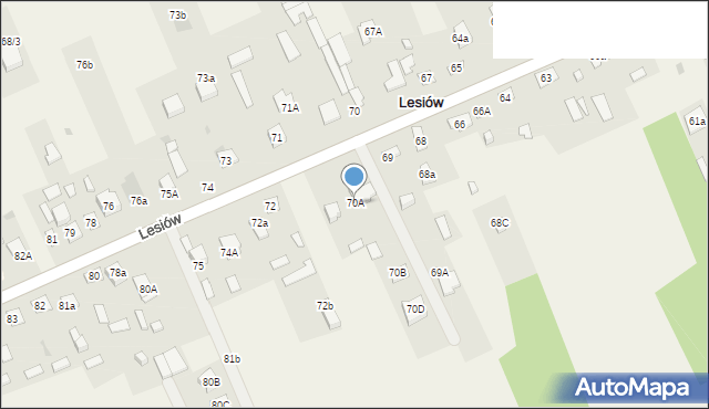 Lesiów, Lesiów, 70A, mapa Lesiów