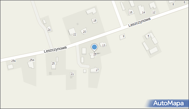 Leszcz, Leszczynowa, 15, mapa Leszcz