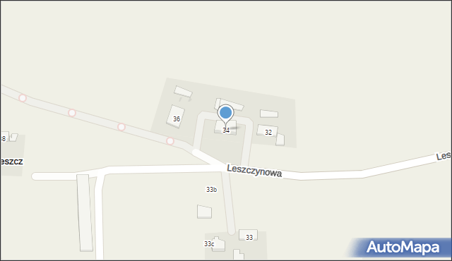 Leszcz, Leszczynowa, 34, mapa Leszcz