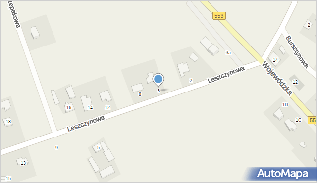 Leszcz, Leszczynowa, 6, mapa Leszcz