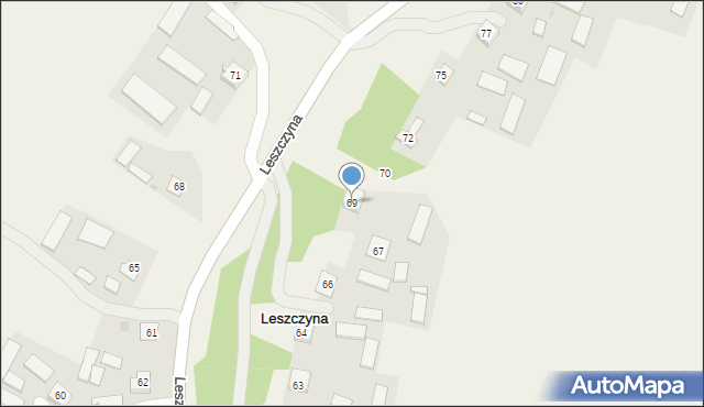 Leszczyna, Leszczyna, 69, mapa Leszczyna