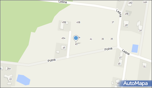 Leszno, Leśna, 43, mapa Leszno