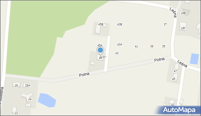 Leszno, Leśna, 45, mapa Leszno