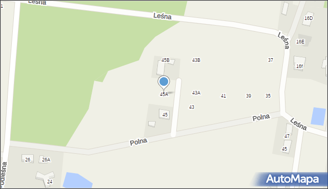 Leszno, Leśna, 45A, mapa Leszno