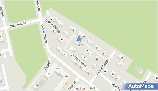 Leszno, Leśna Osada, 19, mapa Leszno