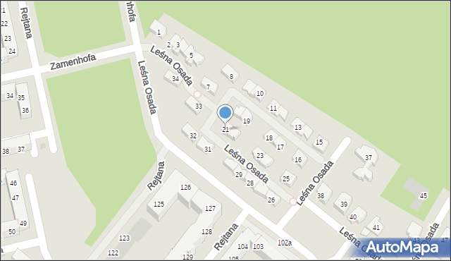 Leszno, Leśna Osada, 21, mapa Leszno