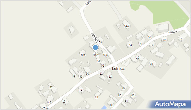 Letnica, Letnica, 51A, mapa Letnica