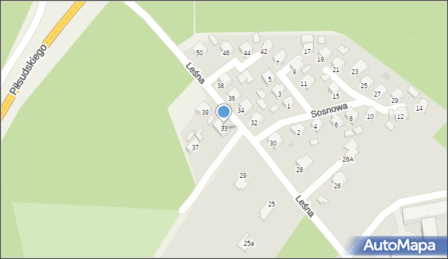 Leżajsk, Leśna, 33, mapa Leżajsk