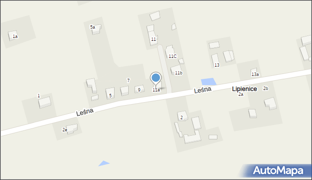 Lipienice, Leśna, 11a, mapa Lipienice