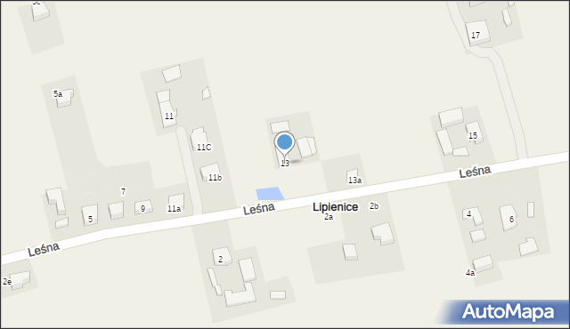 Lipienice, Leśna, 13, mapa Lipienice