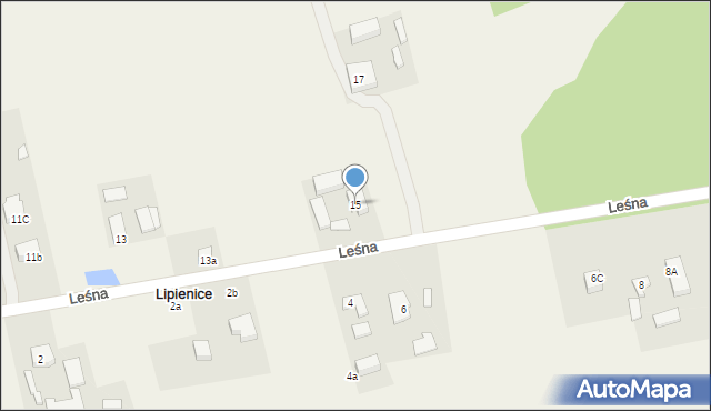 Lipienice, Leśna, 15, mapa Lipienice