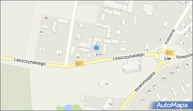 Liw, Leszczyńskiego K. R., ks., 5, mapa Liw