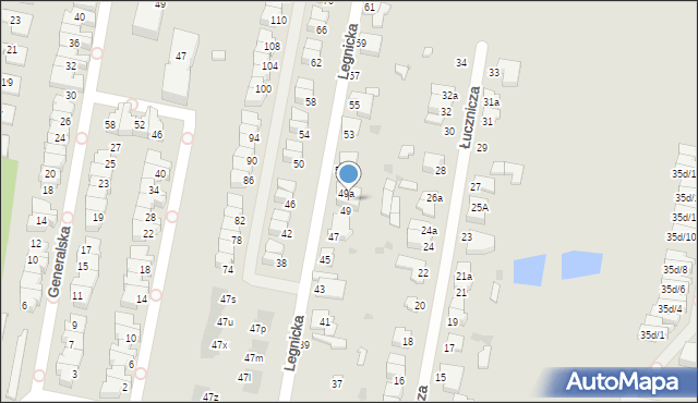 Łódź, Legnicka, 49/49A, mapa Łodzi