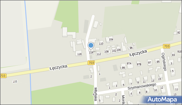 Łowicz, Łęczycka, 114, mapa Łowicza