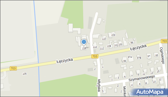 Łowicz, Łęczycka, 116, mapa Łowicza