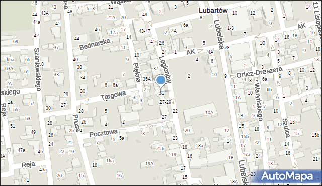 Lubartów, Legionów, 31, mapa Lubartów