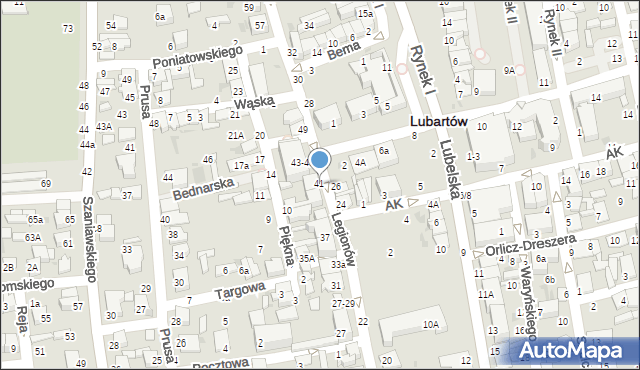 Lubartów, Legionów, 41, mapa Lubartów