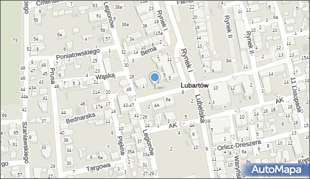 Lubartów, Legionów, 43, mapa Lubartów