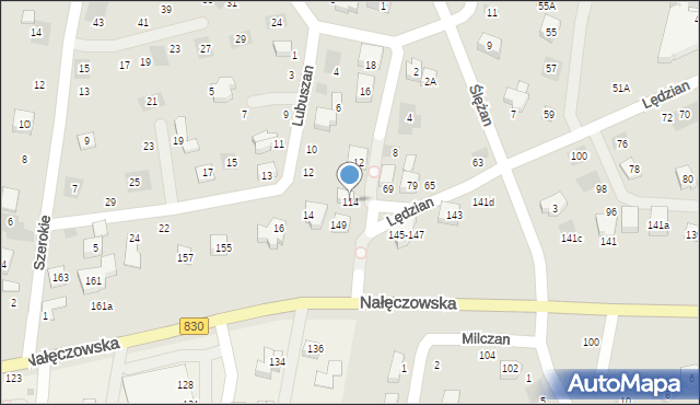 Lublin, Lędzian, 114, mapa Lublina