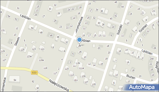 Lublin, Lędzian, 28, mapa Lublina