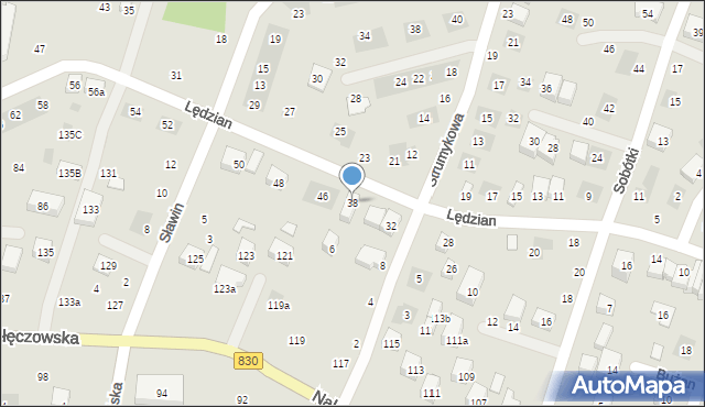 Lublin, Lędzian, 38, mapa Lublina