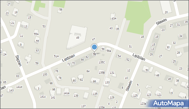 Lublin, Lędzian, 58, mapa Lublina