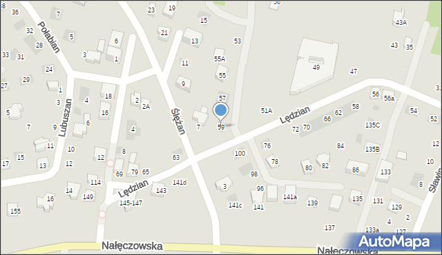 Lublin, Lędzian, 59, mapa Lublina