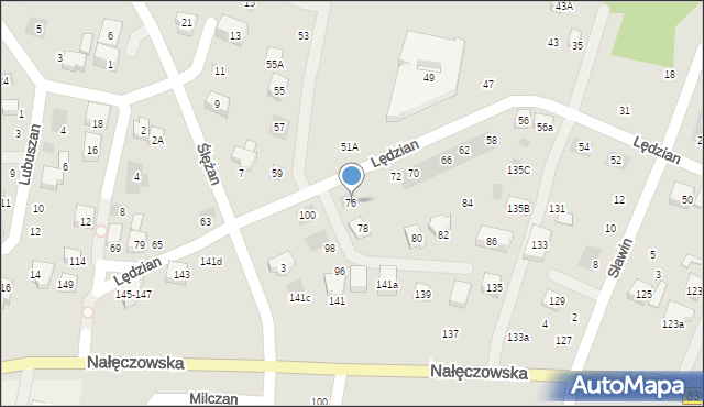 Lublin, Lędzian, 76, mapa Lublina