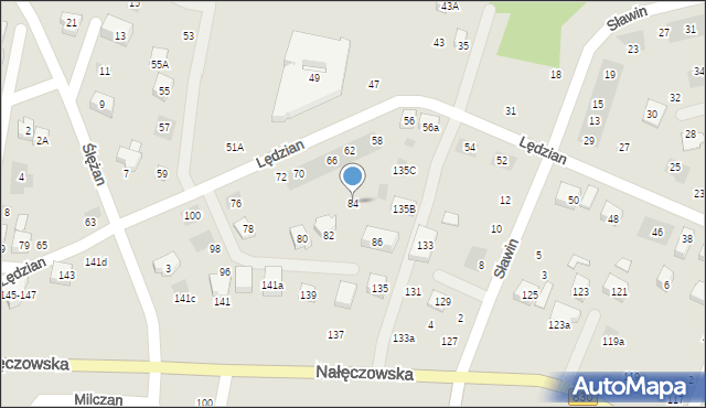 Lublin, Lędzian, 84, mapa Lublina