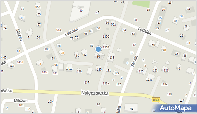 Lublin, Lędzian, 86, mapa Lublina