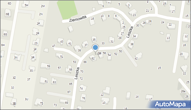 Lublin, Leszka, 60, mapa Lublina