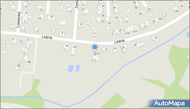 Lubliniec, Leśna, 20, mapa Lubliniec