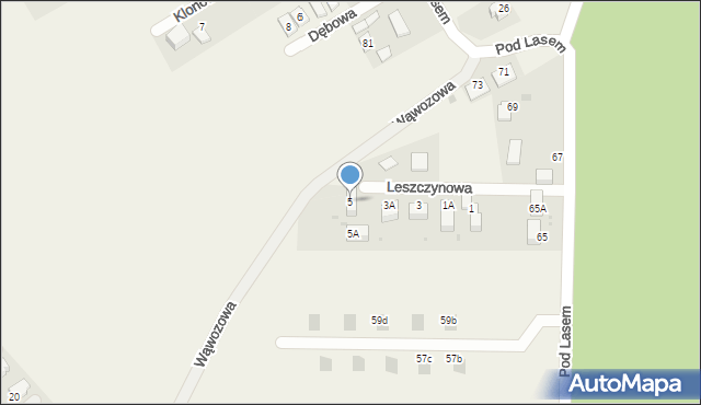 Łuczyce, Leszczynowa, 5, mapa Łuczyce