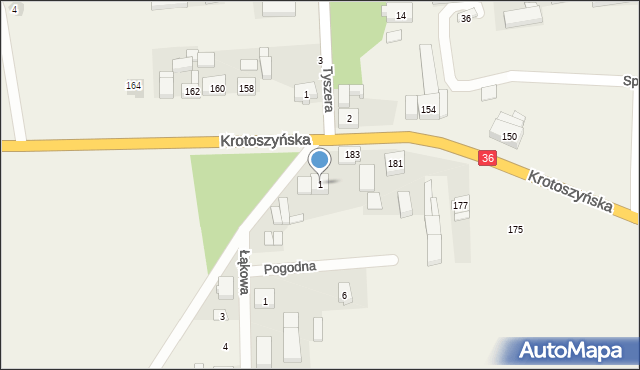 Lutogniew, Leśna, 1, mapa Lutogniew