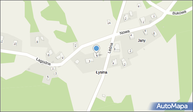 Łysina, Leśna, 5, mapa Łysina