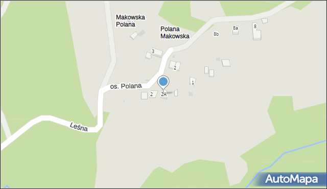 Maków Podhalański, Leśna, 2A, mapa Maków Podhalański