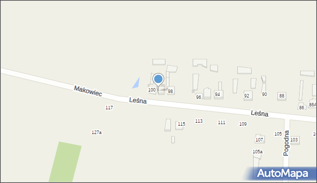 Makowiec, Leśna, 100A, mapa Makowiec