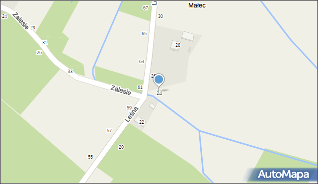 Małec, Leśna, 24, mapa Małec