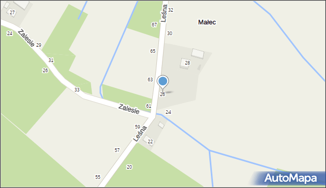 Małec, Leśna, 26, mapa Małec