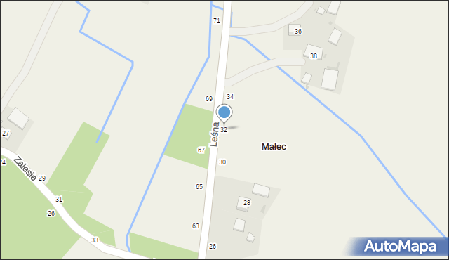 Małec, Leśna, 32, mapa Małec