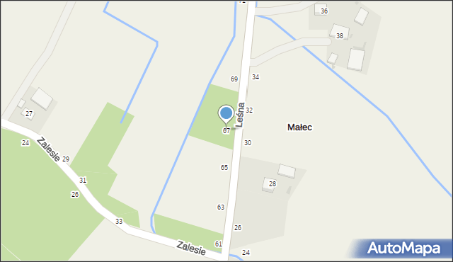 Małec, Leśna, 67, mapa Małec