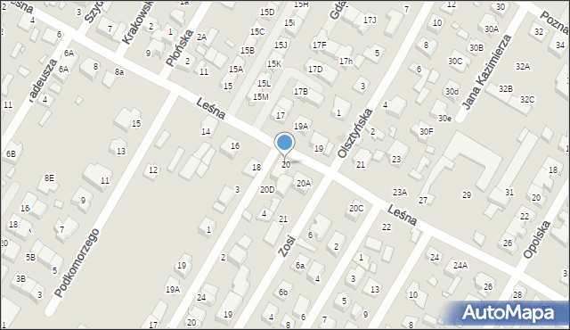 Marki, Leśna, 20, mapa Marki