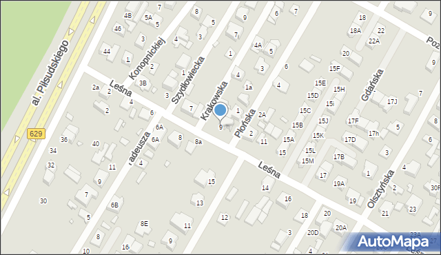 Marki, Leśna, 9, mapa Marki