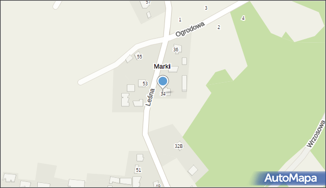 Marki, Leśna, 34, mapa Marki